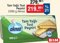 AKNAZ TAM YAĞLI TOST PEYNİRİ 1000 G
